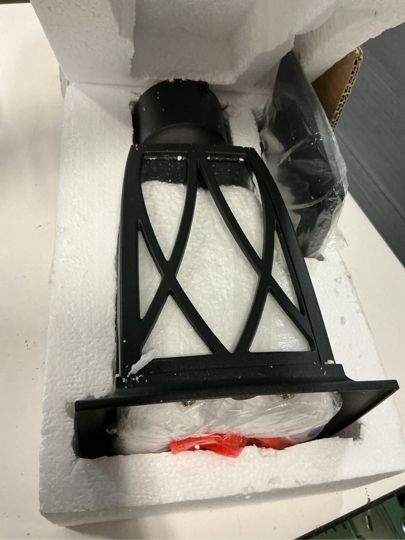 Condition photo showing Good Condition for outdoor post lights lamp post light fixture, 15'' pole lantern with e26 base 60w max & waterproof aluminum housing plus water ripple glass,fence post deck lighting for garden, patio, pathway