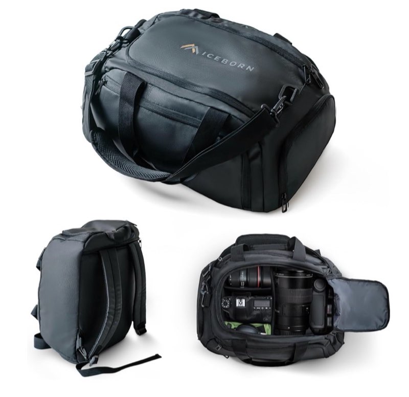 Iceborn 3 in 1 Camera Backpack, Camera Bags for Photographers Large Capacity Camera Case full Waterproof