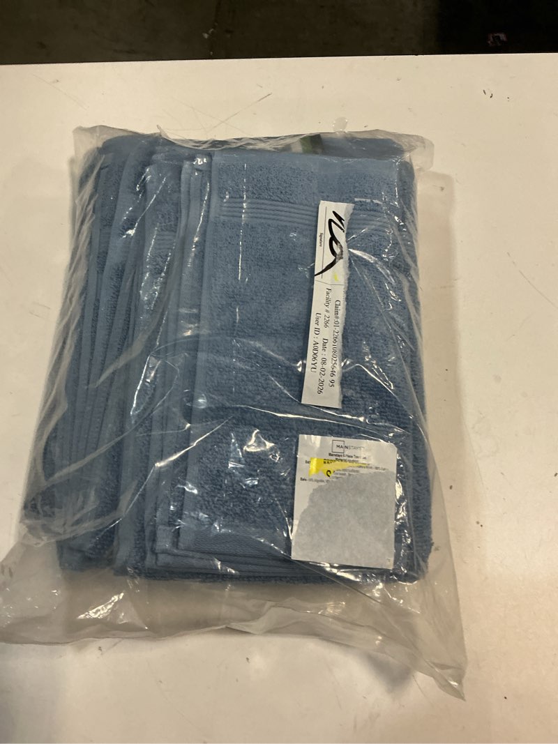 Condition photo showing Good Condition for mainstays performance 6-piece cotton bath towel set, quick dry, fade resistant, blue