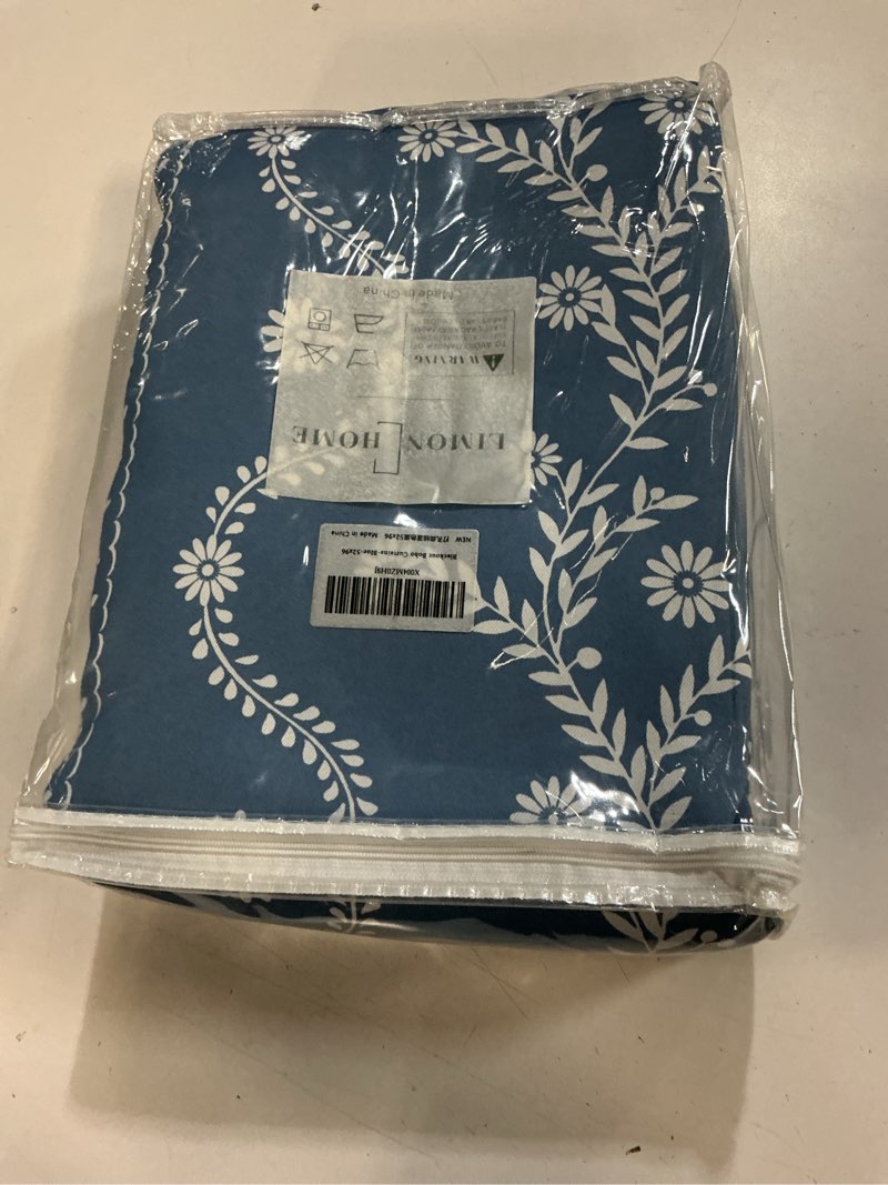 Condition photo showing New/Like New for limon home blue blackout curtains 96 inch length boho cute curtain for living room full black out patterned curtain,soundproof grommet window treatments drapes,52x96,2 panels blue 52"w x 96"l (pack of 2)