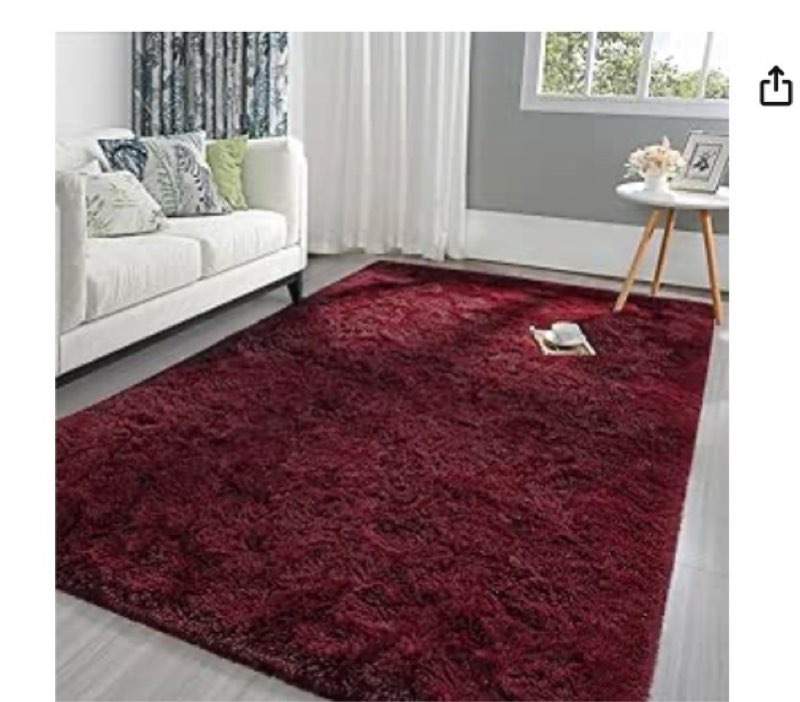 dweike fluffy burgundy red rugs for bedroom living room, 8x10 large soft plush shaggy wine maroon gi