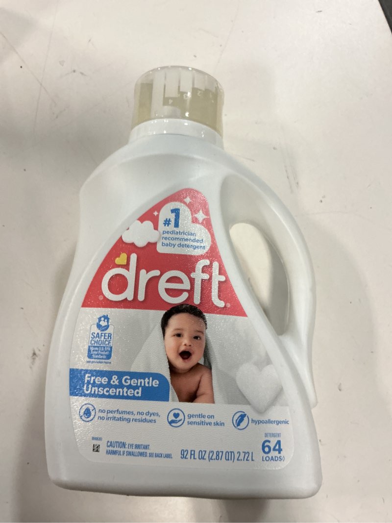 Condition photo showing Good Condition for Dreft Free & Gentle Liquid Laundry Detergent, Free of Dyes and Perfumes for Families, Hypoallergenic, 64 loads 92 Fl Oz (Pack of 1)