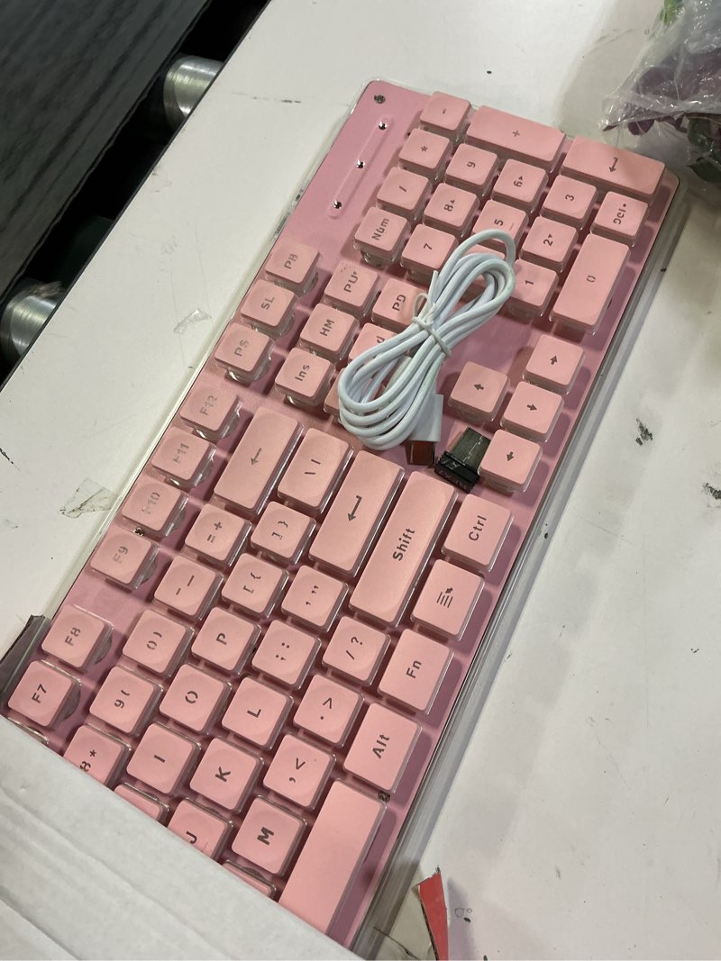 Condition photo showing Good Condition for seunkwang eweadn x7s wireless keyboard with white backlit, metal panel, 2.4g rechargeable computer keyboard silent light up full size cute keyboards for win & mac - pink