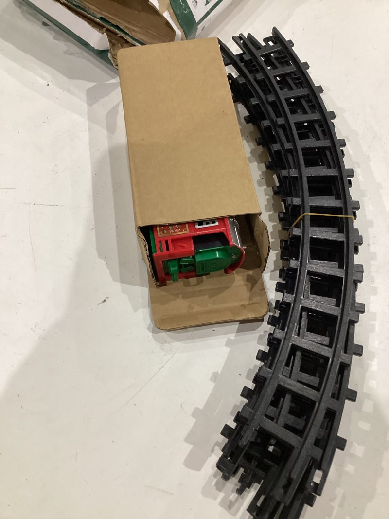 Condition photo showing As Is for christmas train set for around the tree train toys for toddlers with luxury track & glowing,lights & sound,train carriages & tracks for 3 4 5 6 7 8+ years old kids decoration indoor