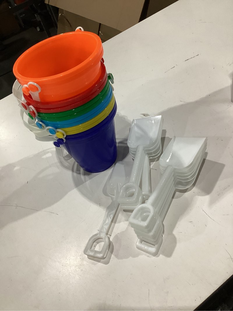 Condition photo showing New/Like New for sloosh 12 sets sand buckets with shovels for kids beach pails toys party favors pail set plastic bucket with handles