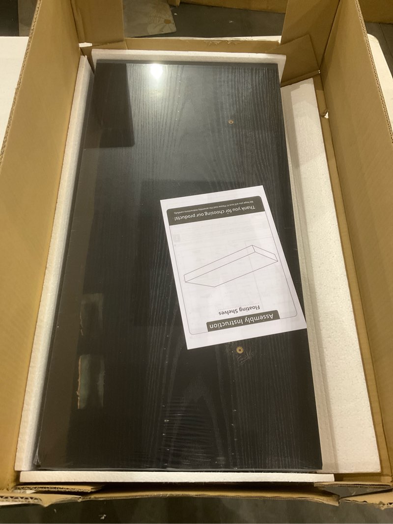 Condition photo showing New/Like New for Heimlove Black Bathroom 12'' Deep Floating Shelves for Wall - Shelf Over Toilet Wall Mounted Farmhouse 24 inches,Rustic Wood Shelves Decor & Storage,Set of 1 23.6"W x 11.6"D x 2"H, 1 Pack Black