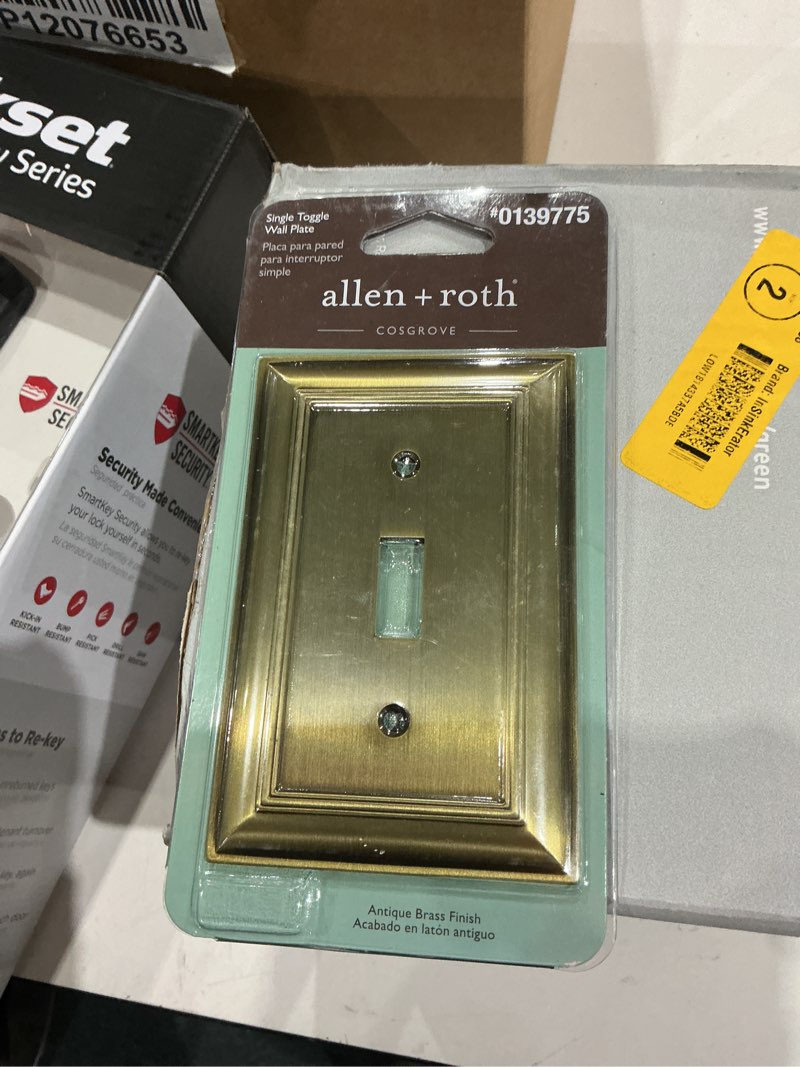 Condition photo showing Good Condition for allen + roth cosgrove 1-gang antique brass zinc indoor toggle wall plate
