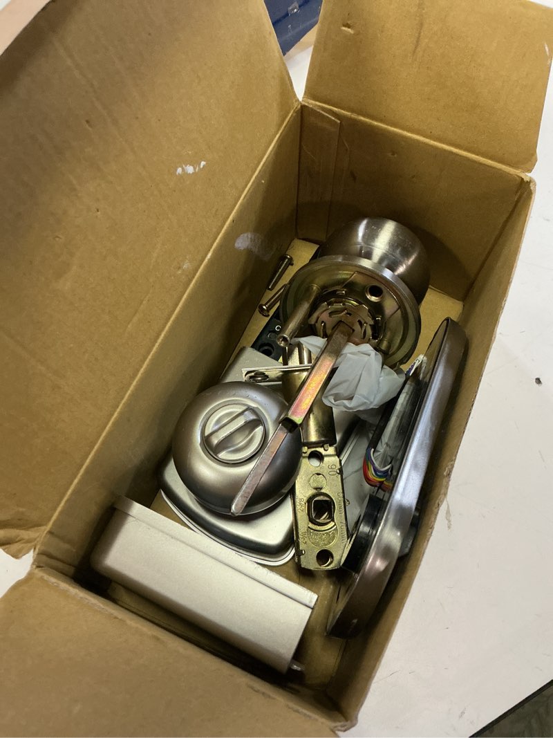 Condition photo showing As Is for milocks tkk-02sn tkk-sn digital door knob lock with electronic keypad, satin nickel, keypad, keyless