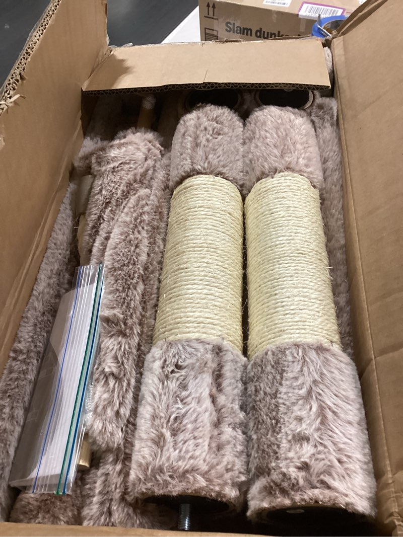 Condition photo showing Good Condition for hey-brother large multi-level cat tree condo furniture with sisal-covered scratching posts, 2 bigger plush condos, perch hammock for kittens, cats and pets beige mpj020m 61 inches beige