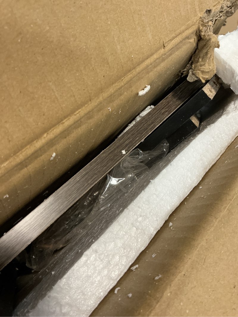 Condition photo showing As Is for Furinno Andrey End Table / Side Table / Night Stand / Bedside Table with Bin Drawer, Columbia Walnut/Dark Brown,1-Pack, Center Bin Columbia Walnut/Dark Brown 1-Pack, Center Bin