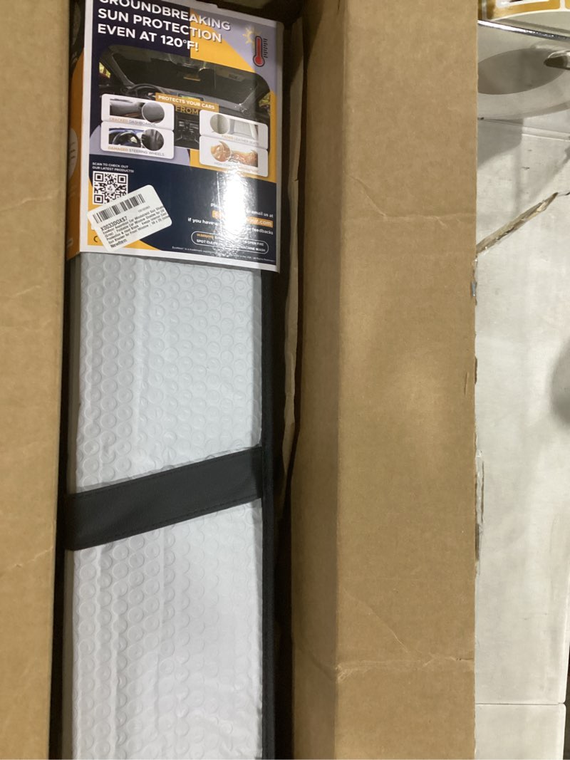 Condition photo showing Good Condition for econour accordion car windshield sun shade (gray) | foldable car window shades for uv protection & heat block | keeps interior cool | sun blocker for front window | 58 x 28 inches large-grey