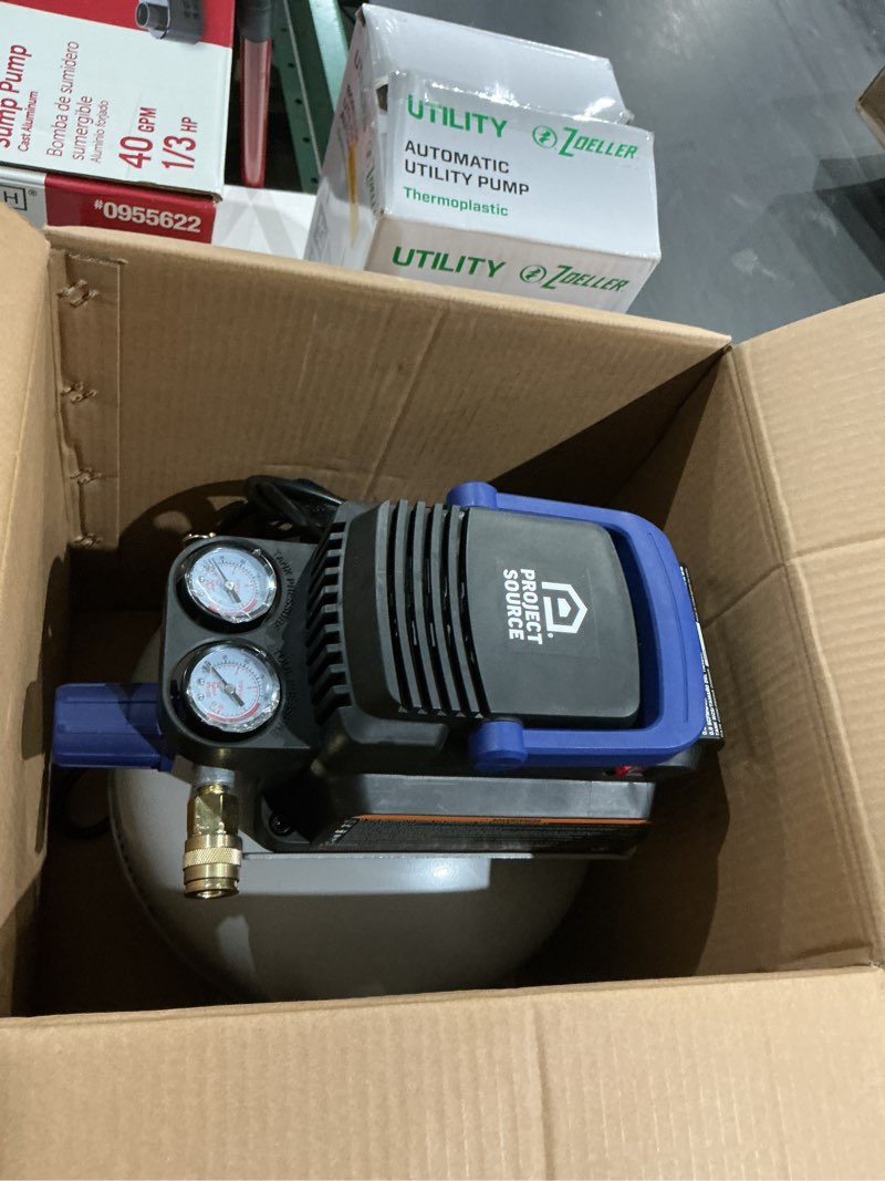 Condition photo showing Good Condition for project source 3-gallon portable electric 110 psi pancake air compressor