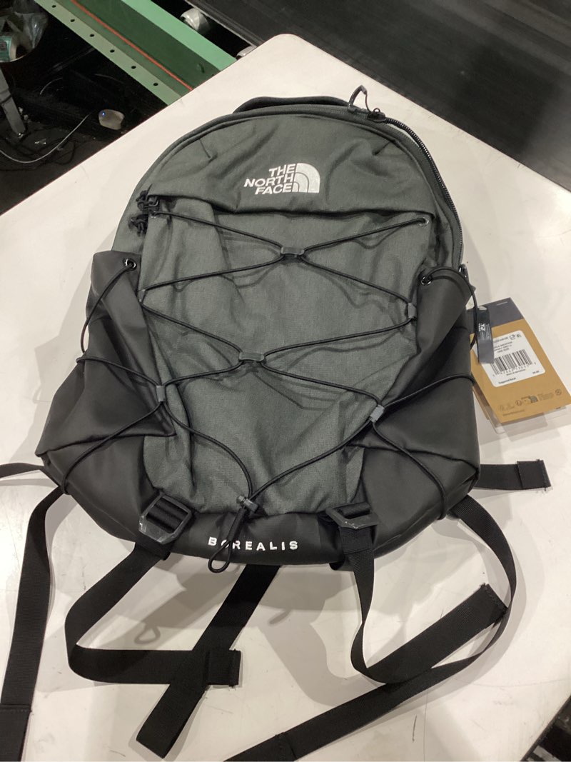 Condition photo showing New/Like New for the north face borealis commuter laptop backpack - water repellent, laptop sleeve, large main compartment, asphalt grey light heather/tnf black-npf, one size one size asphalt grey light heather/tnf black-npf