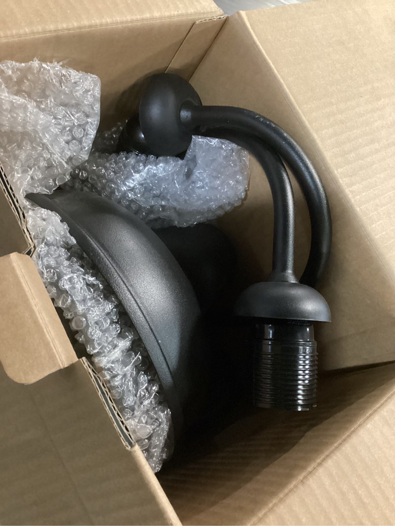 Condition photo showing As Is for 24" Extra Large Black Outdoor Gooseneck Barn Light, Classic Rustic Style Gooseneck Barn Light for Barns, Patios and Patios 24" Diameter - 1 Pc