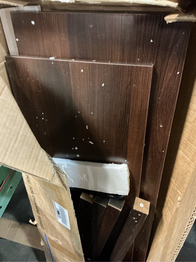 Condition photo showing As Is for 47" Farmhouse Wood Entryway Table Narrow Console Table with Storage Behind Couch Sofa Table with Shelves Entry Way Tables with Open Storage, Easy Assembly, Black Walnut Black Walnut 47"(L)*31.3(H)