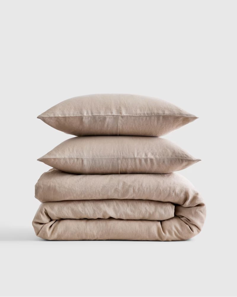 european linen duvet cover set, toffee, king/cal king