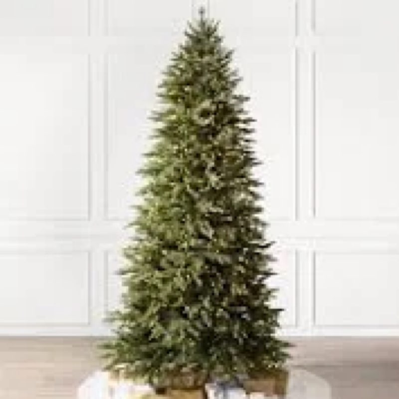 Puleo International 7.5ft Pre-Lit Slim Fraser Fir Christmas Tree with 350 Clear Lights, 1188 Realist