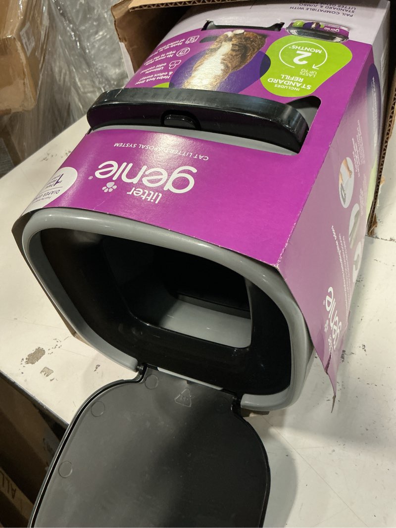 Condition photo showing Good Condition for Litter Genie Standard Pail (Silver) | Cat Litter Box Waste Disposal System for Odor Control | Includes 1 Square Refill Bag Litter Genie Pail - Silver