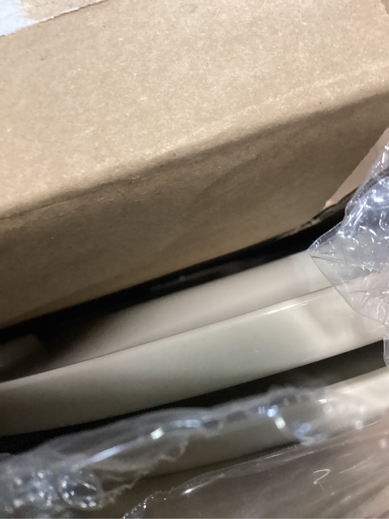 Condition photo showing As Is for kohler k-4775-47 brevia round toilet seat with quick-release hinges and quick-attach hardware for easy clean, almond round almond