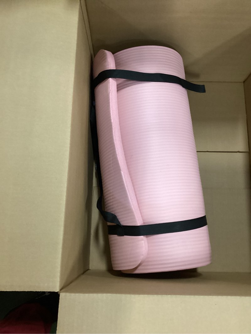 Condition photo showing As Is for Fitvids Yoga Mat, 1/2-Inch Extra Thick High Density Exercise Mat, Anti-Tear Exercise Yoga Mat with Carrying Strap, Suitable for Various Yoga Exercises Taro Purple