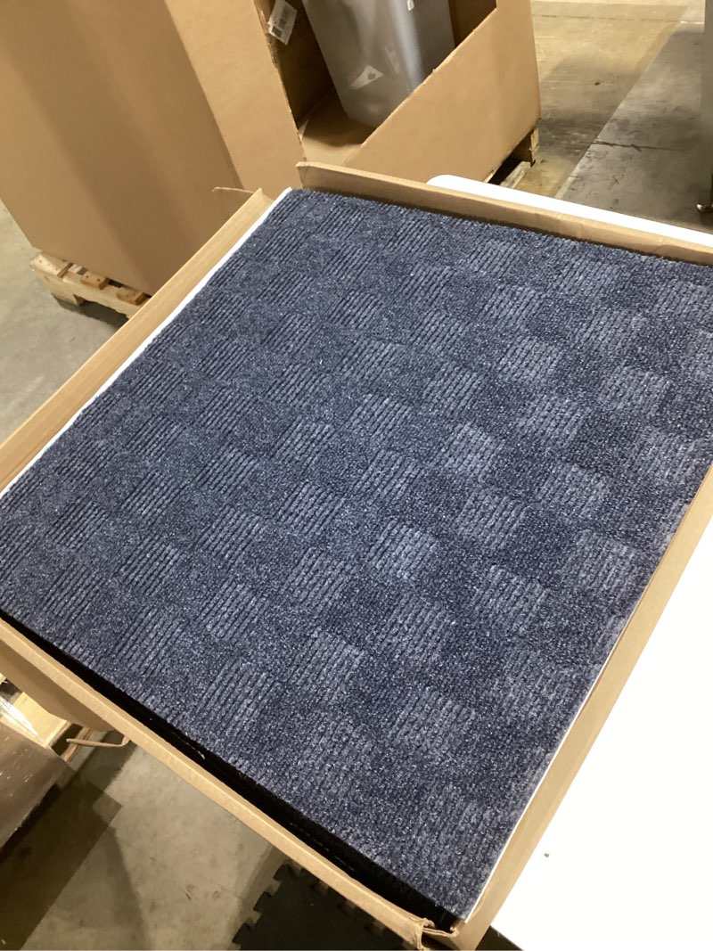Condition photo showing Good Condition for mohawk home peel and stick carpet tiles 24x24 inch indoor outdoor polyester, stain resistant, easy diy install (15 tiles, 60 sq ft,denim blue) 2x2 feet denim blue