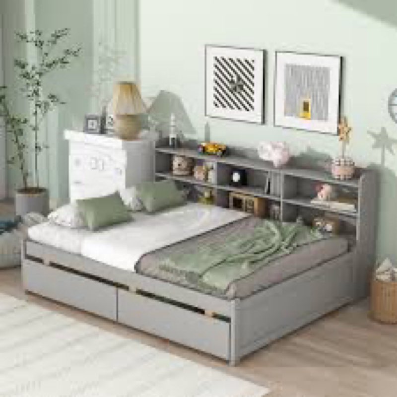 Full Bed Size With Two Drawers - White * incomplete missing 1 of 2 boxes *  