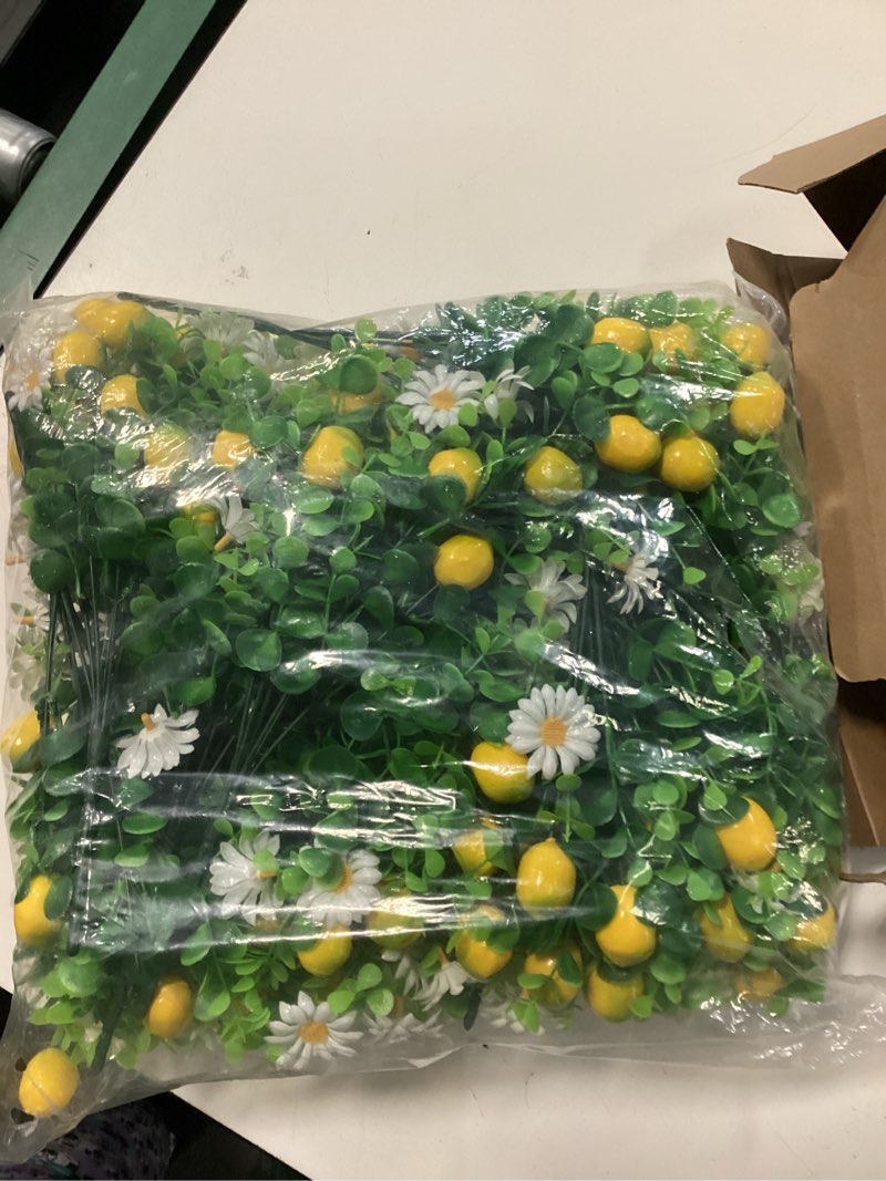 Condition photo showing New/Like New for 30 pcs amalfi coast party decor-20 artificial lemon branches with 10 blue tiles paper vases mediterranean wedding table centerpieces capri positano summer italian party decoration
