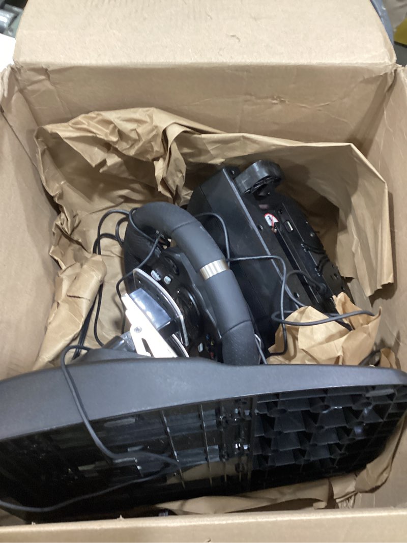 Condition photo showing As Is for Logitech G920 Driving Force Racing Wheel and Floor Pedals, Real Force Feedback, Stainless Steel Paddle Shifters, Leather Steering Wheel Cover for Xbox Series X|S, Xbox One, PC, Mac - Black Wheel Kit - Black