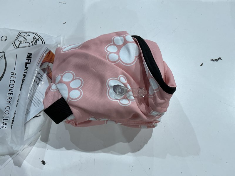 Condition photo showing Good Condition for supet inflatable dog cone collar alternative after surgery, dog neck donut collar recovery e collar for neuter, soft pet cone for small medium large dogs t paw pink xxl(neck 18.5"-23.5")