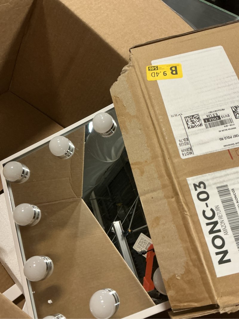 Condition photo showing Good Condition for FENCHILIN Lighted Makeup Mirror Hollywood Mirror Vanity Makeup Mirror with Light Smart Touch Control 3Colors Dimmable Light Detachable 10X Magnification 360°Rotation A-white