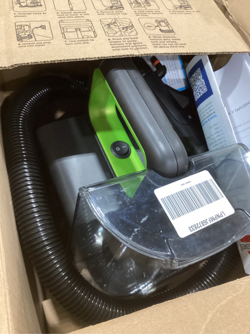 Condition photo showing As Is for BISSELL® Little Green® Max Pet Portable Carpet and Upholstery Deep Cleaner, Car/Auto Detailer, with Self-Cleaning Tough Stain Tool and Pet Hair Removal Tool (3860) Little Green Max Pet
