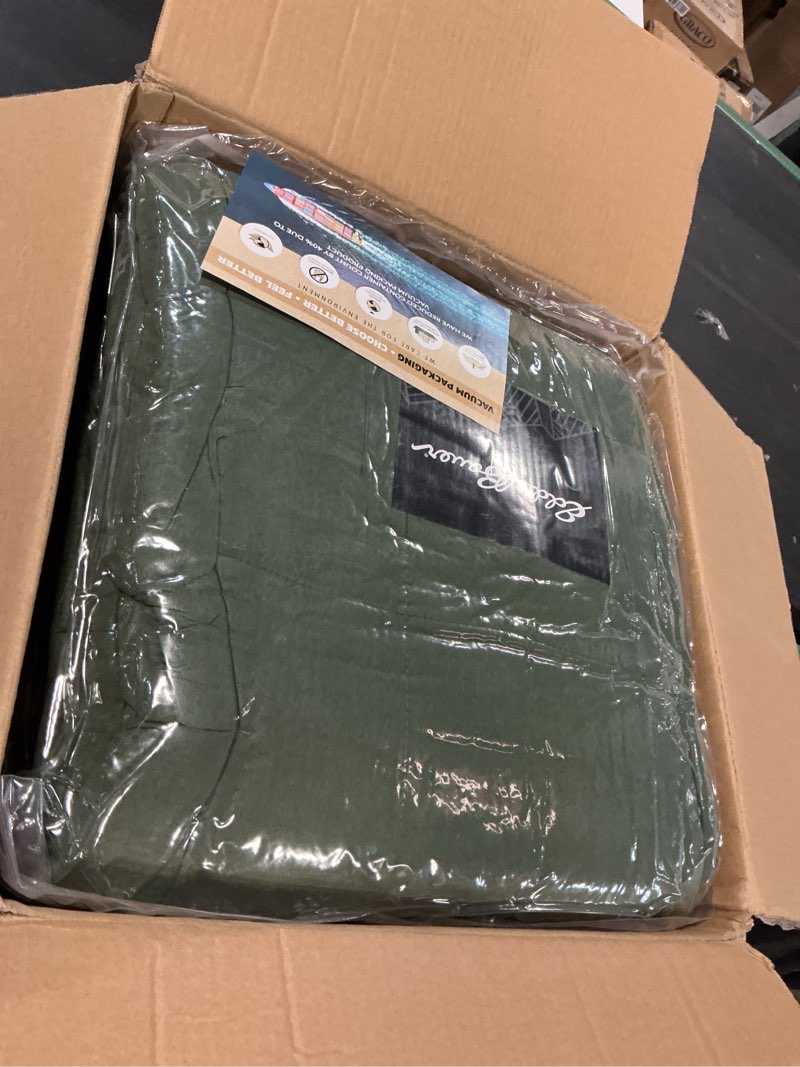 Condition photo showing New/Like New for tommy bahama - california king comforter set, cotton bedding with matching shams & bedskirt, medium weight bedding set for all seasons (raffia palms brown, california king)