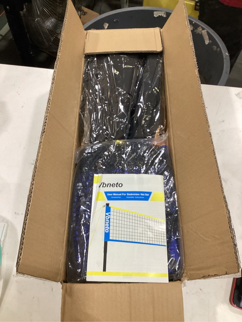 Condition photo showing Good Condition for songmics badminton net, height adjustable volleyball net, pickleball net for junior tennis, kids, indoor outdoor court, foldable nylon net with poles 10ft/13ft/16.5ft wide 10ft blue