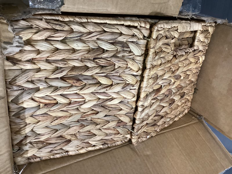 Condition photo showing Good Condition for SpaceAid 6 Pack Wicker Basket, Storage Baskets for Organizing, Woven Rattan Basket with Handles for Shelves, Water Hyacinth Large Cube Organizer Storage Bin, 10.5x10.5x10.5 inch, Natural 6-Pack, 10.5x10.5x10.5in Natural