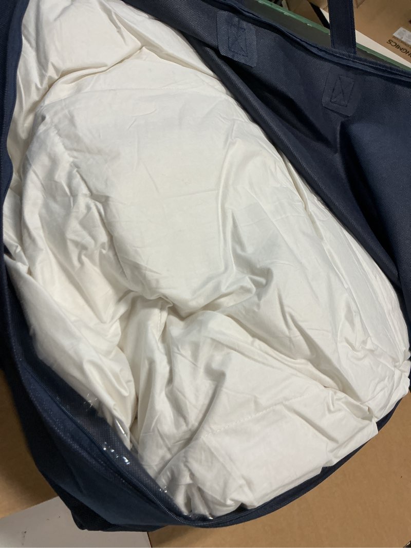 Condition photo showing As Is for Serta Goose Feather Down Fiber Cotton Comforter Queen Size - 100% Cotton Duvet Insert - Hotel Luxury Hypoallergenic Bedding Comforter All Season Medium Warmth 90 x 90 Inch White Full/Queen All Season