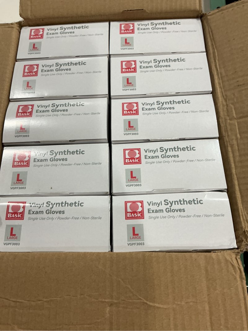 Condition photo showing New/Like New for jointown basic medical clear vinyl exam gloves - latex-free & powder-free - vgpf-3003 (case of 1,000), large large (case of 1,000) clear