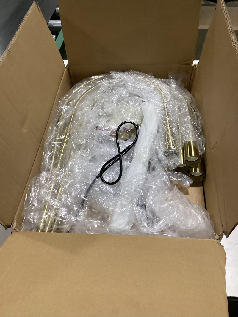 Condition photo showing New/Like New for Modern Farmhouse Candlestick Chandelier Vintage 6 Light Gold Candle Chandelier Light Fixture Rustic Industrial Brushed Brass Dining Room Candle Pendant Hanging Lighting for Bedroom MPL26-6GDN Gold 6-Light