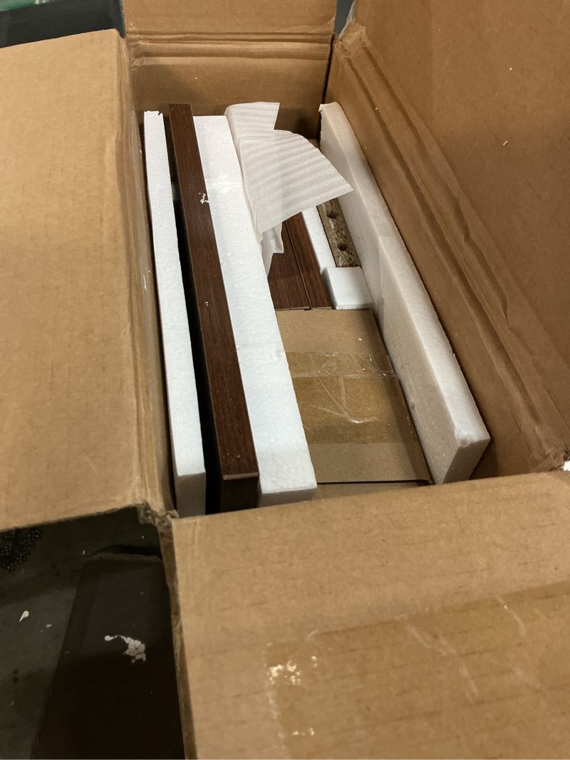 Condition photo showing Good Condition for luoxiao console table for entryway with 3 rattan drawers boho entry table with storage open shelf, narrow long sofa tables for living room, hallway, foyer, couch, front door, walnut, 47 inch walnut bohemian