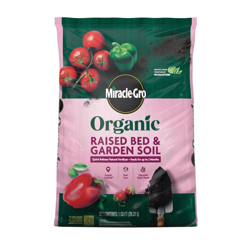Miracle-Gro Organic Raised Bed & Garden Soil with Quick Release Natural Fertilizer, Peat Free, 1 cu. ft.