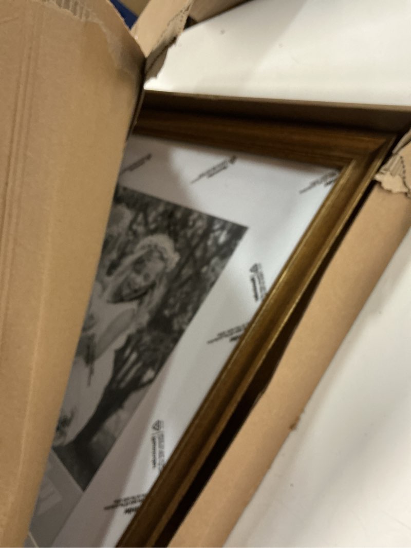 Condition photo showing Good Condition for yaetm 16x20 picture frame matted to 11x14 set of 2, 1.4” wide molding & rustic gold poster frames 16 x 20 for wall gallery, home and office, wall mount (2 pack, gold) 16x20, 2 pack gold