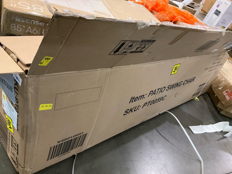 KEIKI 3-Seat Patio Swing Chair Outdoor Porch Swing with Adjustable Canopy, Convertible Heavy Duty Sw