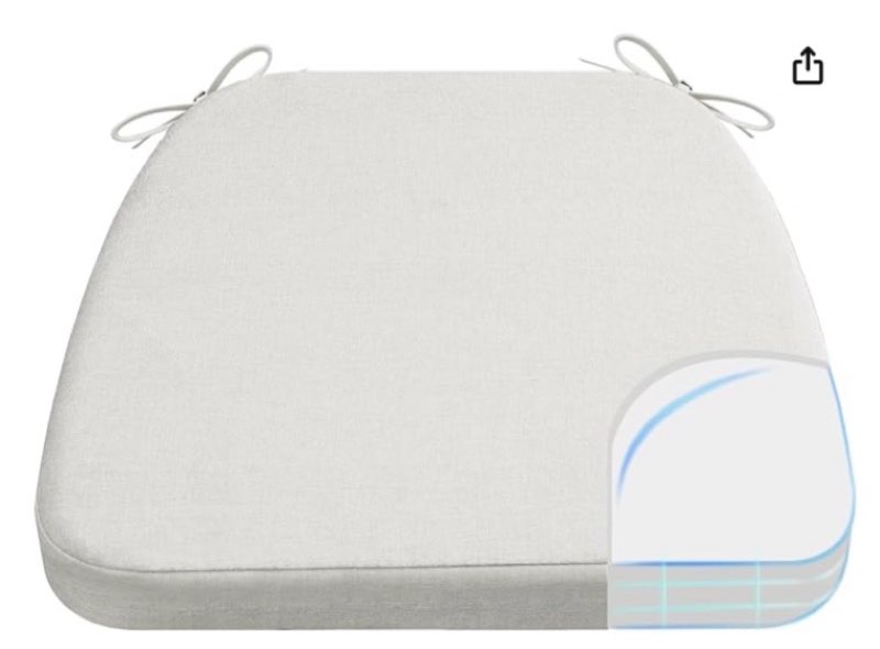 AAAAAcessories D-Shaped Chair Cushions, 2" Thick Dining Chair Pads with Ties and Removable, Machine-