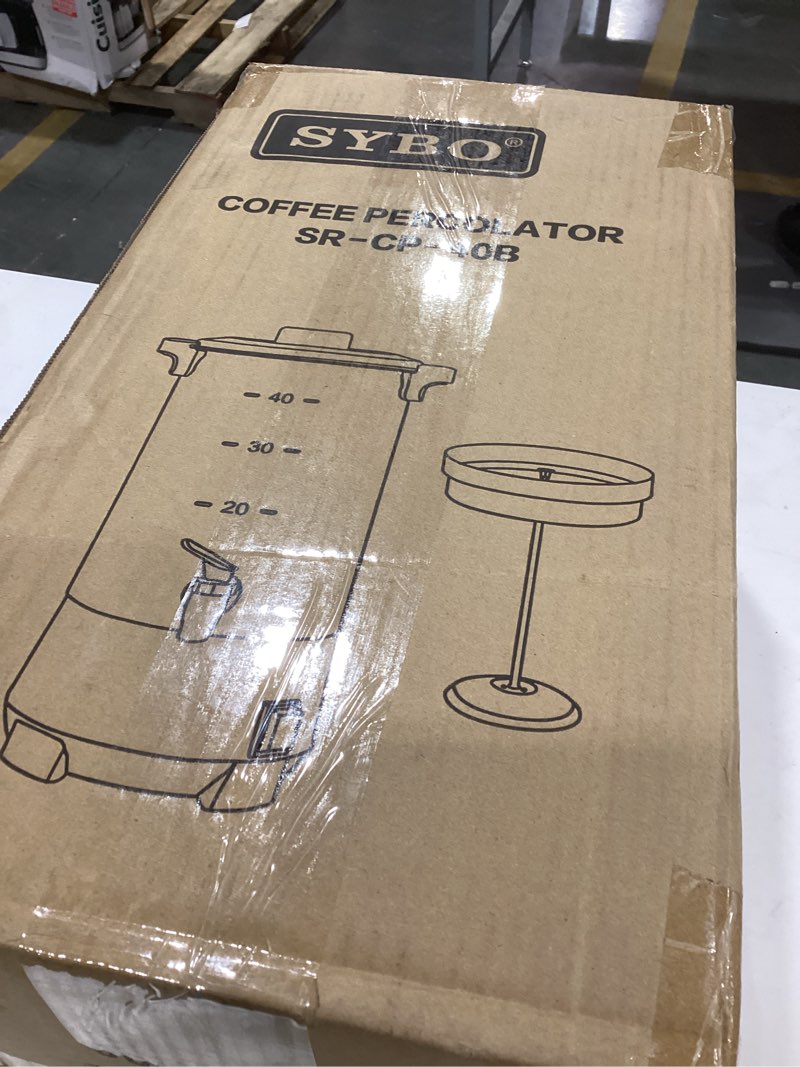 Condition photo showing As Is for SYBO SR-CP-100B Commercial Grade Stainless Steel Percolate Coffee Maker Hot Water Urn for Catering, 100-Cup 16 L, Metallic 16L Metallic