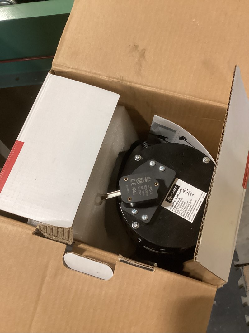 Condition photo showing As Is for utilitech thermoplastic pedestal sump pump 1/3 hp 58gpm 115v