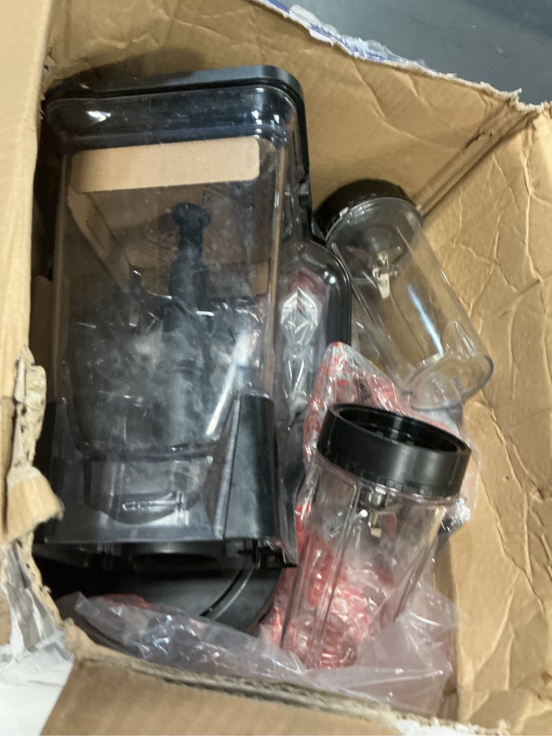 Condition photo showing As Is for ninja kitchen system | 8-cup food processor bowl & 72 oz. blender all-in-one | with (2) 16 oz. to-go cups | for smoothies, ice crushing, dough & more | 1500 watt | black | bl770 pitcher + bowl + (2) 16-oz. cups