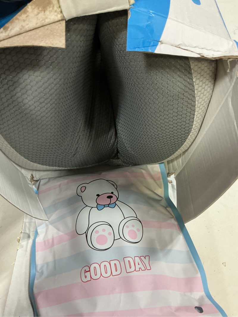 Condition photo showing As Is for seat cushion,office chair memory cushion, ergonomic design, relieve sciatica and long-term sitting pain, suitable for desks, car seats, games, wheelchairs gray