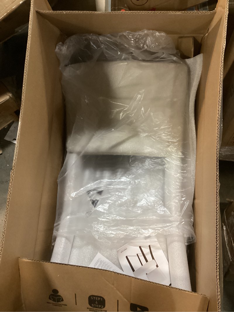 Condition photo showing Good Condition for (Incomplete)(only 2 chairs) COLAMY Upholstered Dining Chairs Set of 6, Modern Kitchen Chairs with Back, Farmhouse Fabric Side Dining Room Chairs with Wood Legs for Dining Room Kitchen Restaurant, Beige Beige Set of 6 Upholstered Dining Chairs