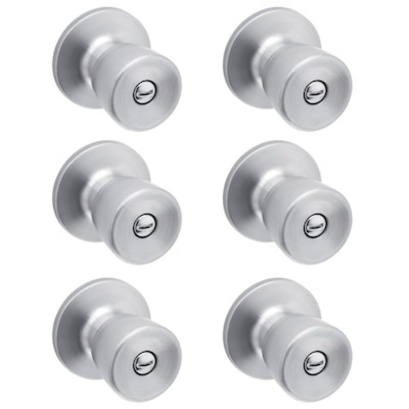 reliabilt gallo stainless steel interior or bed/bath privacy door knob contractor pack 6 -pack