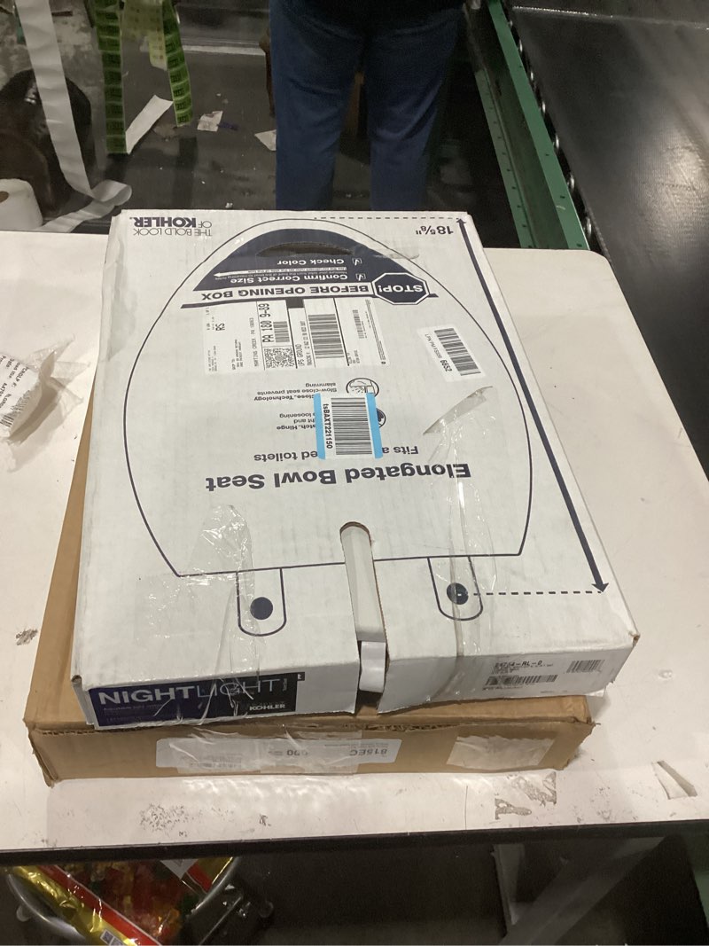 Condition photo showing As Is for HIGHCRAFT Premium Elongated Toilet Seat with Slow-Close Design & Adjustable Hinges - Molded Wood Toilet Seat - Fits Standard Elongated Toilets - Oval Seat in White Elongated White