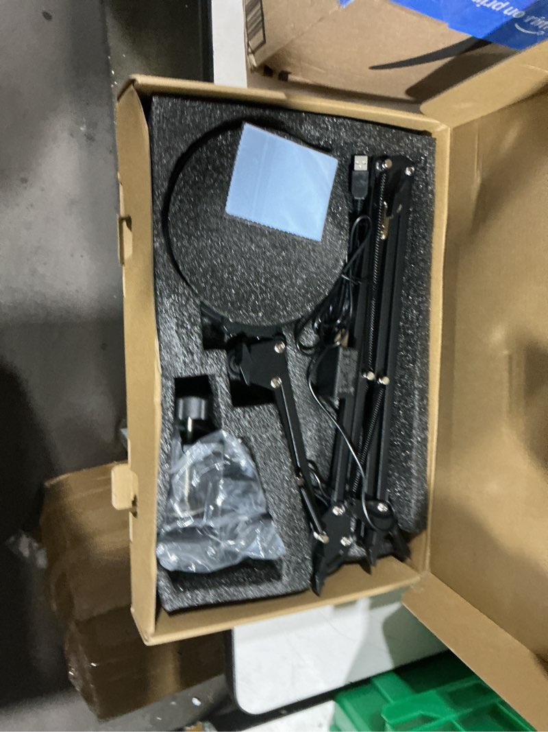 Condition photo showing Good Condition for ultra long 3-section swing arm 12x magnifying glass with light and stand, 4-way large metal clamp lighted magnifier lamp, 5 color modes led magnifying lamp for workbench, crafting?12x 35.2in clamp ?